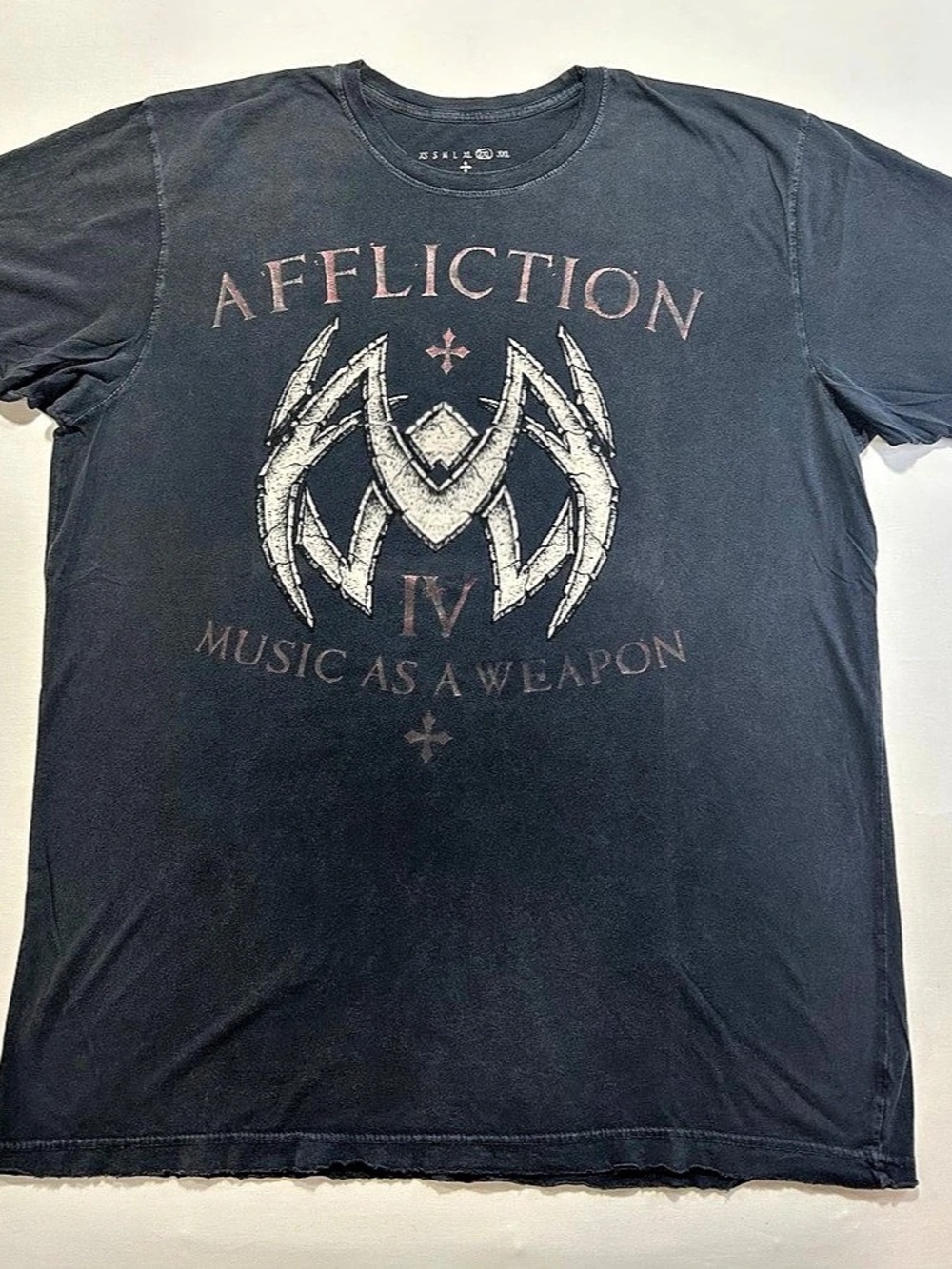 Vintage Affliction Music As A Weapon IV Tee 2XL Distressed Grunge Y2K